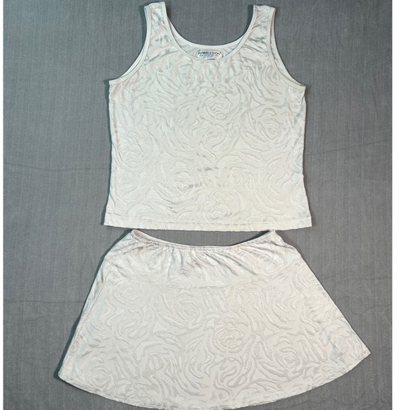 Wimbledon Tennis Skirt Set Womens Medium Tank Top & Skirt Floral Rose Pattern - Picture 1 of 11